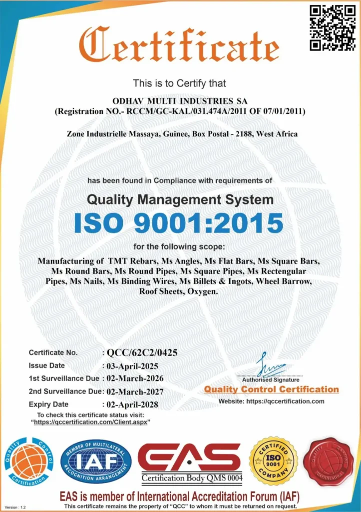 Quality Management System Certificate
